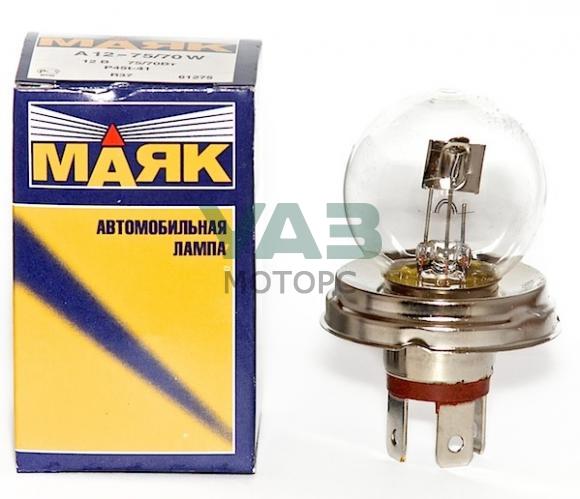Автолампа накаливания А12-75/70, цоколь P45t ближний/дальний свет (Маяк арт. 61275) Автолампа накаливания А12-75/70, цоколь P45t ближний/дальний свет (Маяк арт. 61275)