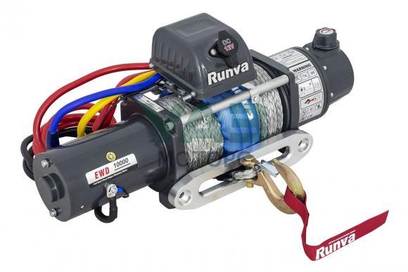 Лебёдка электрическая двухскоростная 12V Runva 10000 lbs 4500 кг (синтетический трос) EWD10000SSR Лебёдка электрическая двухскоростная 12V Runva 10000 lbs 4500 кг (синтетический трос) EWD10000SSR