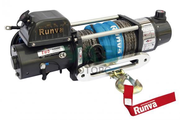 Лебёдка электрическая двухскоростная 12V Runva 10000 lbs 4500 кг (синтетический трос) Лебёдка электрическая двухскоростная 12V Runva 10000 lbs 4500 кг (синтетический трос)